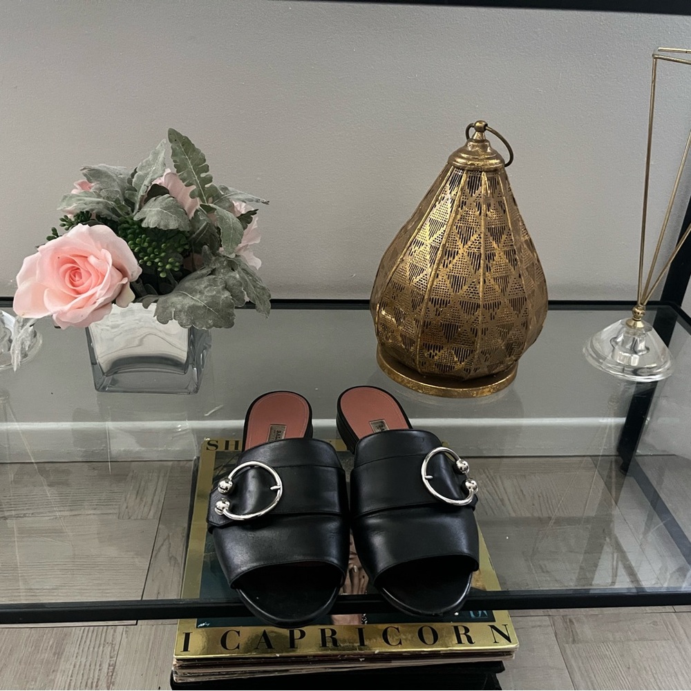 Bally Black Mules with Silver Accents